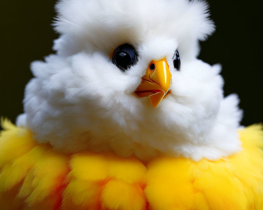 Plush Toy Bird with Fluffy White Head and Striking Black Eyes