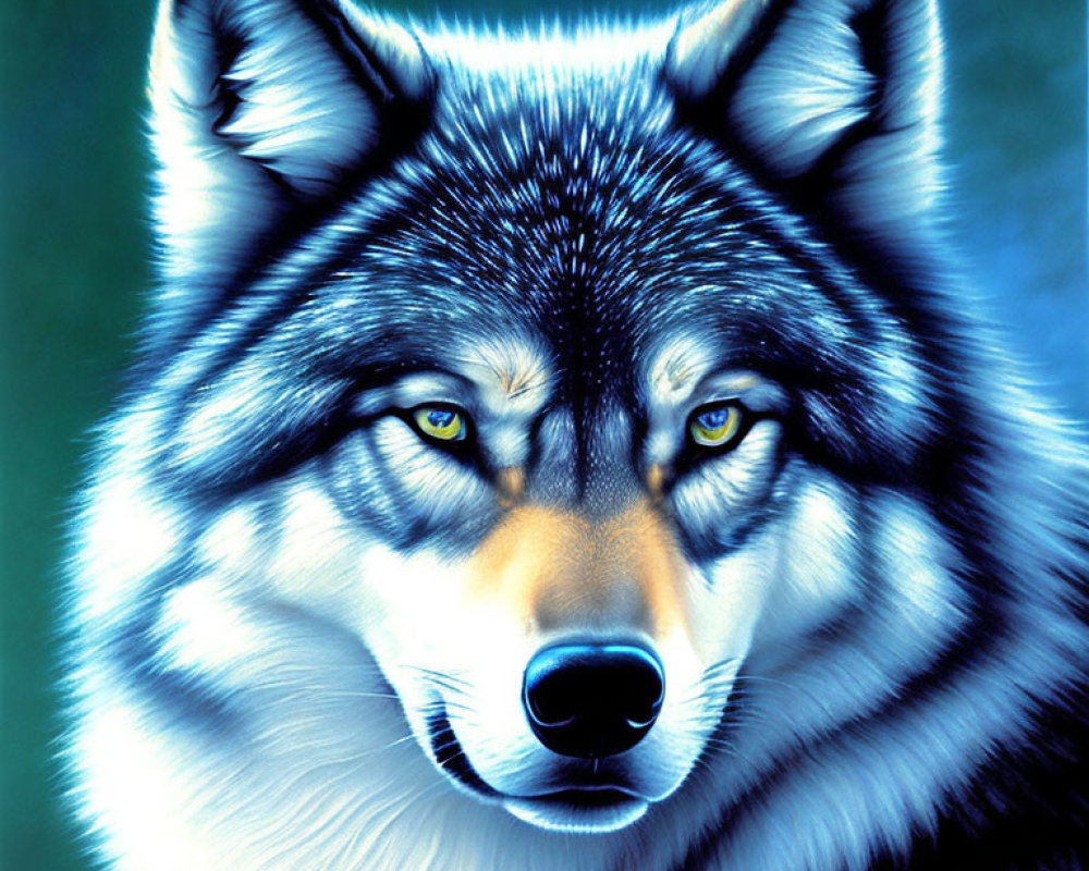 Detailed Close-Up of Wolf with Piercing Eyes and Multitoned Fur