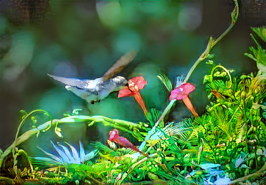 morning glory and little bird