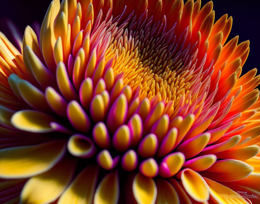 Detailed Close-Up of Vibrant Orange and Yellow Flower Petals