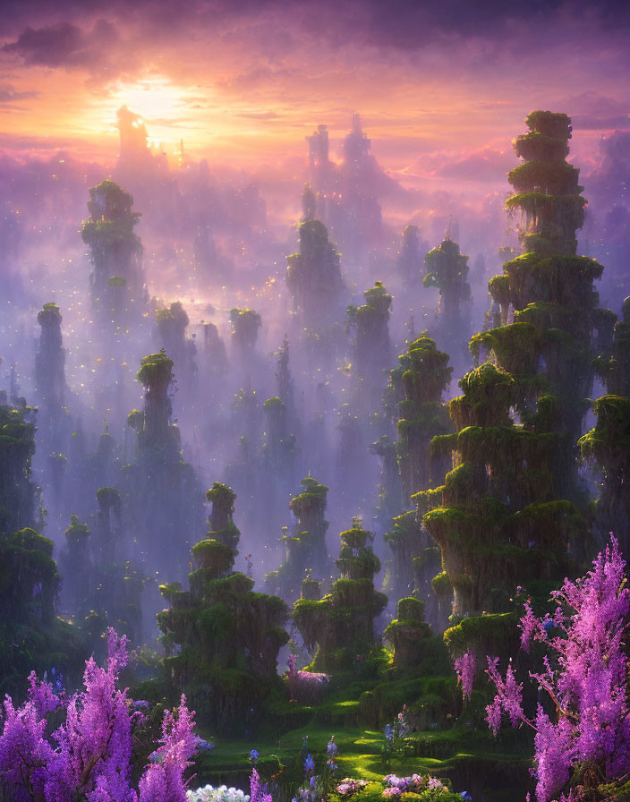 flowers in a mystic landscape