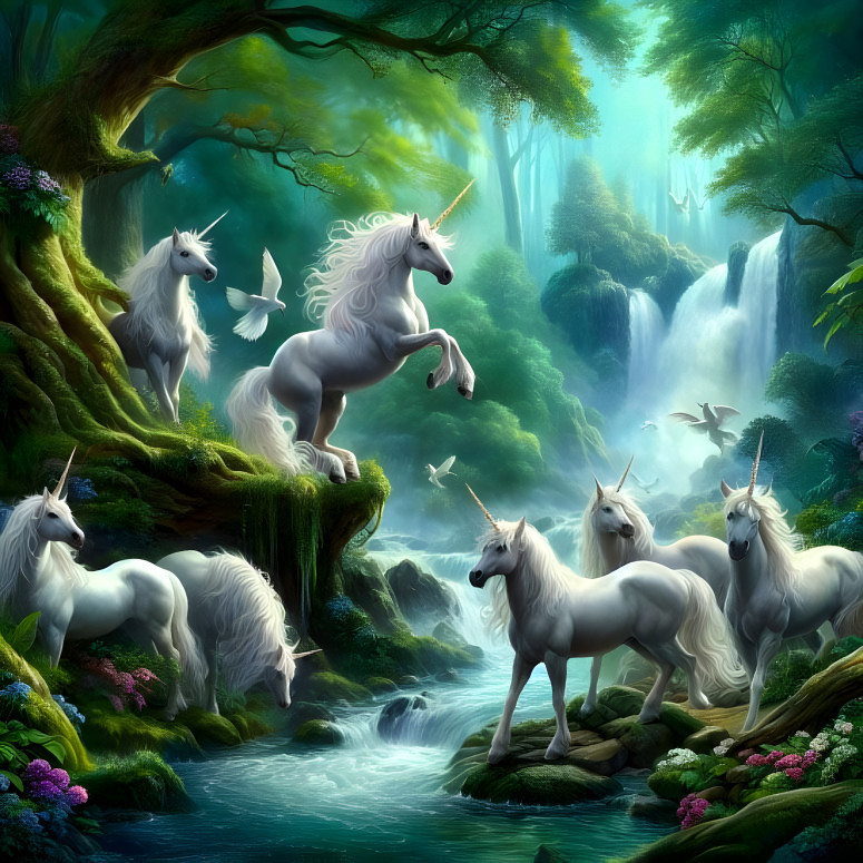 Unicorn Herd in the enchanted Forest