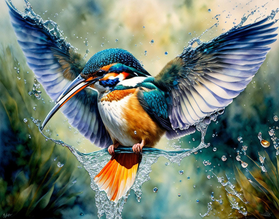 Colorful Kingfisher Perched on Twig in Dynamic Setting