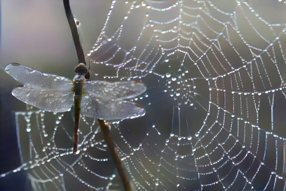 Spiderweb with Dragonfly