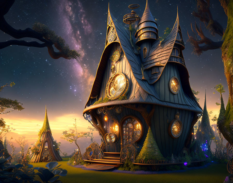 Fantasy Cottage with Metalwork in Twilight Forest