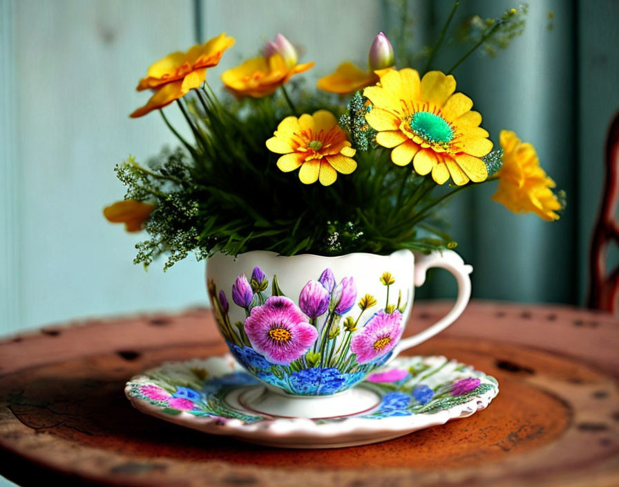 Spring Flowers in a Cup