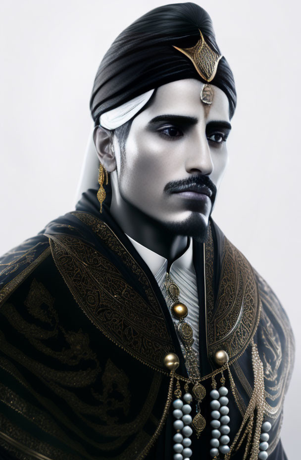 Detailed Digital Portrait of Man in Historical Attire