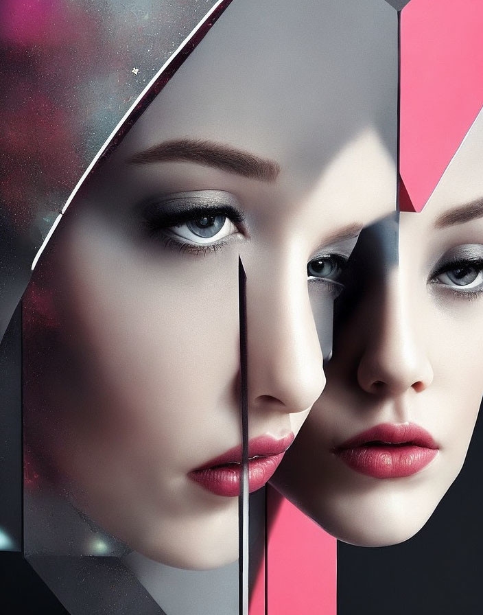 Abstract Geometric Design Mirrors Female Face