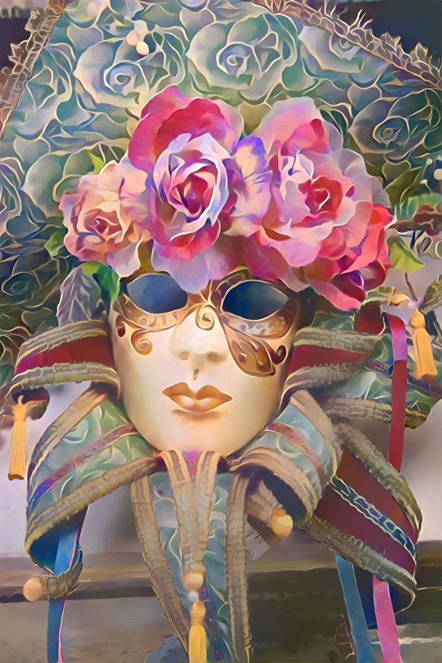 Mask Decorated With Pink Roses