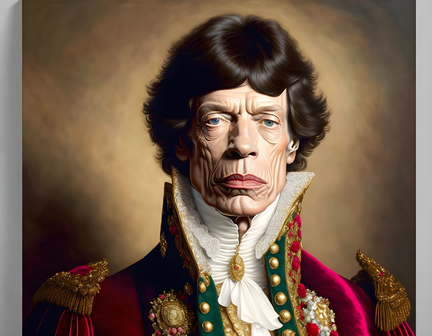 Digital artwork blending contemporary and historical styles of a male figure in ornate military uniform