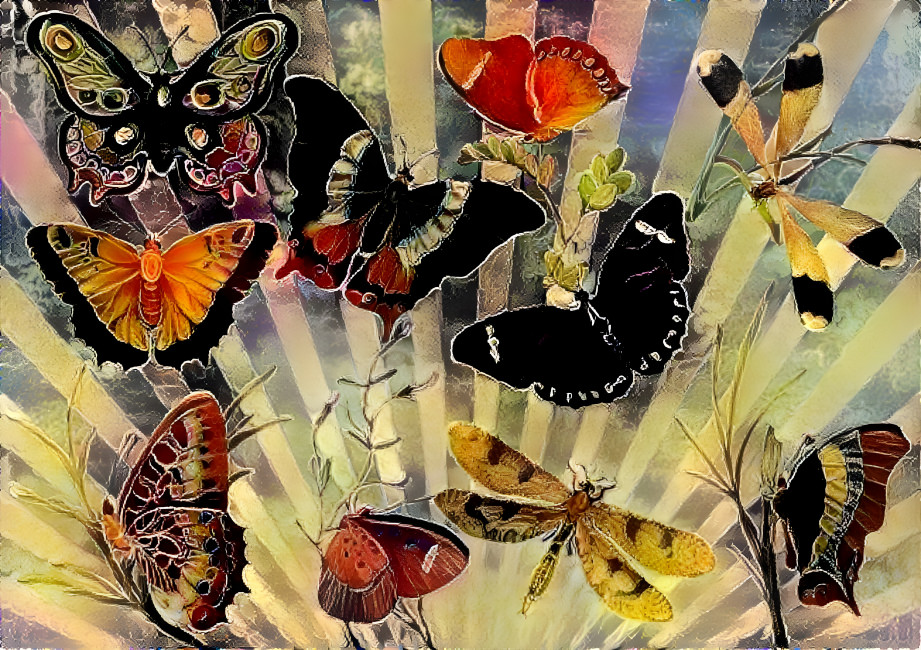 Butterflies And Retro Sunset