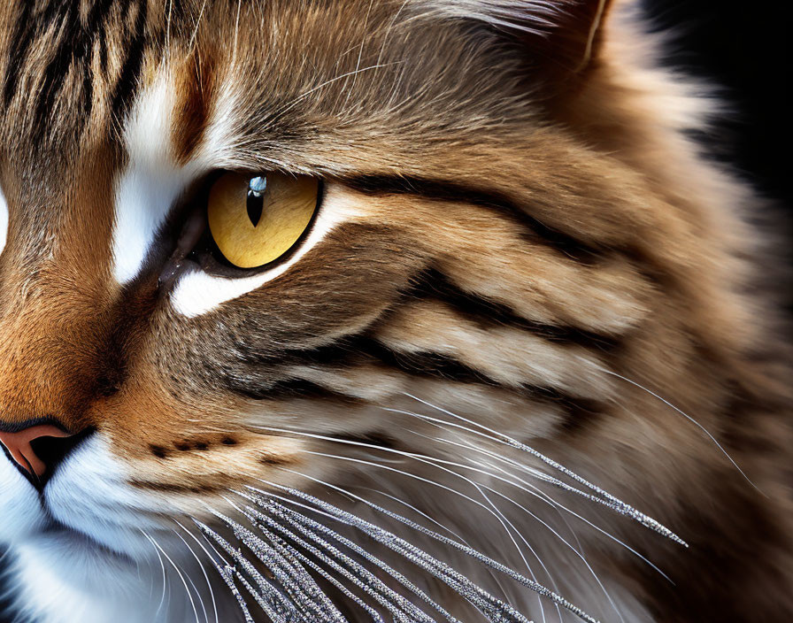 Tabby Cat with Yellow Eyes and Striped Fur Close-Up