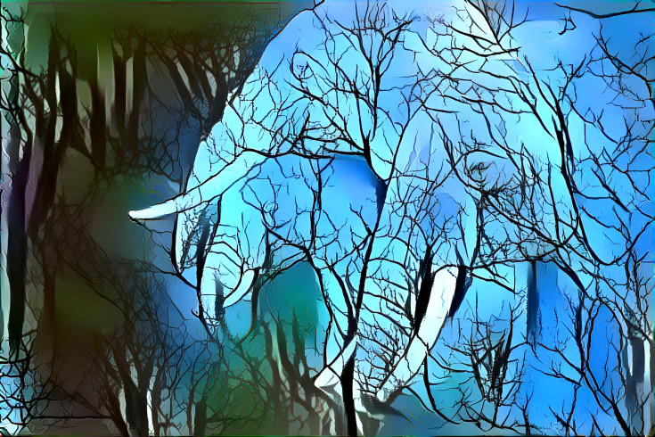 Three Elephants and a Tree