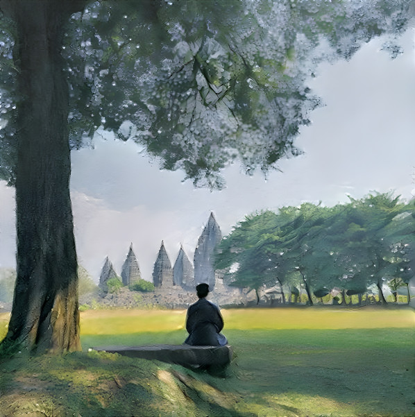 Contemplating at Prambanan Temple