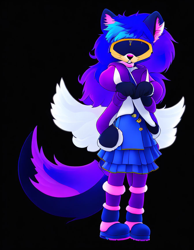 Cute purple fox with wings