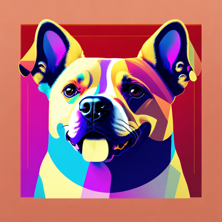 Vibrant digital dog art on colorful background