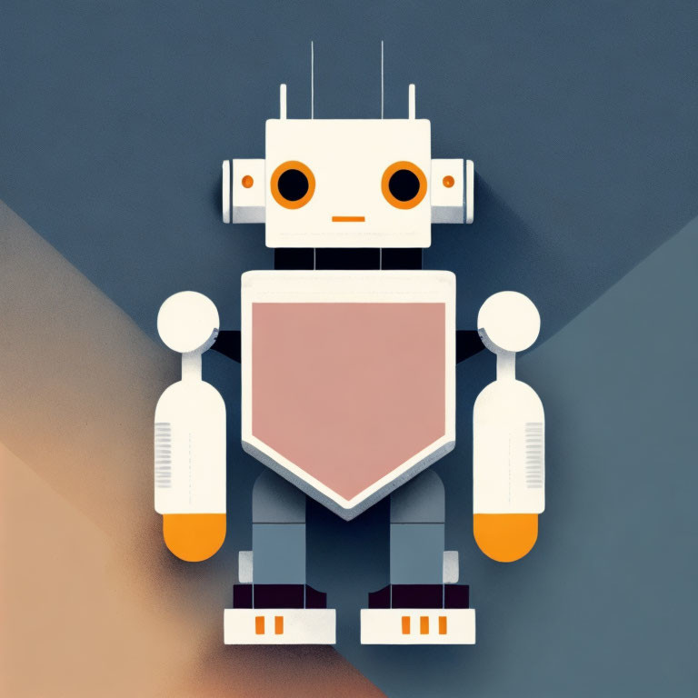 Stylized cute robot with square torso and circular head