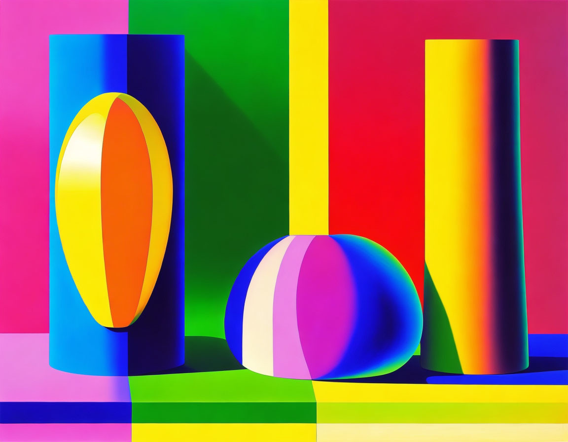 Colorful abstract art with geometric shapes and bright lines.