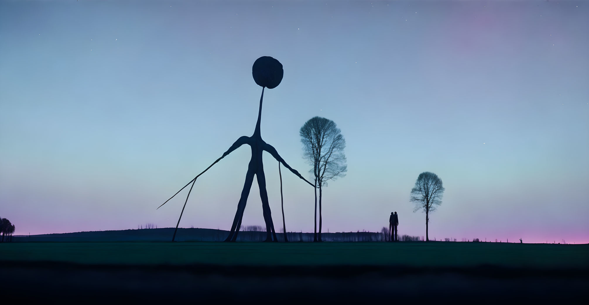 Tall Round-Top Structure Silhouetted Against Twilight Sky