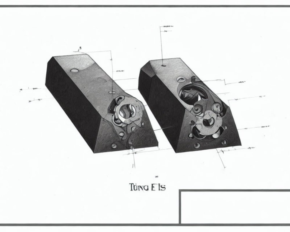 Detailed sketches of speakers with visible internal components on white background