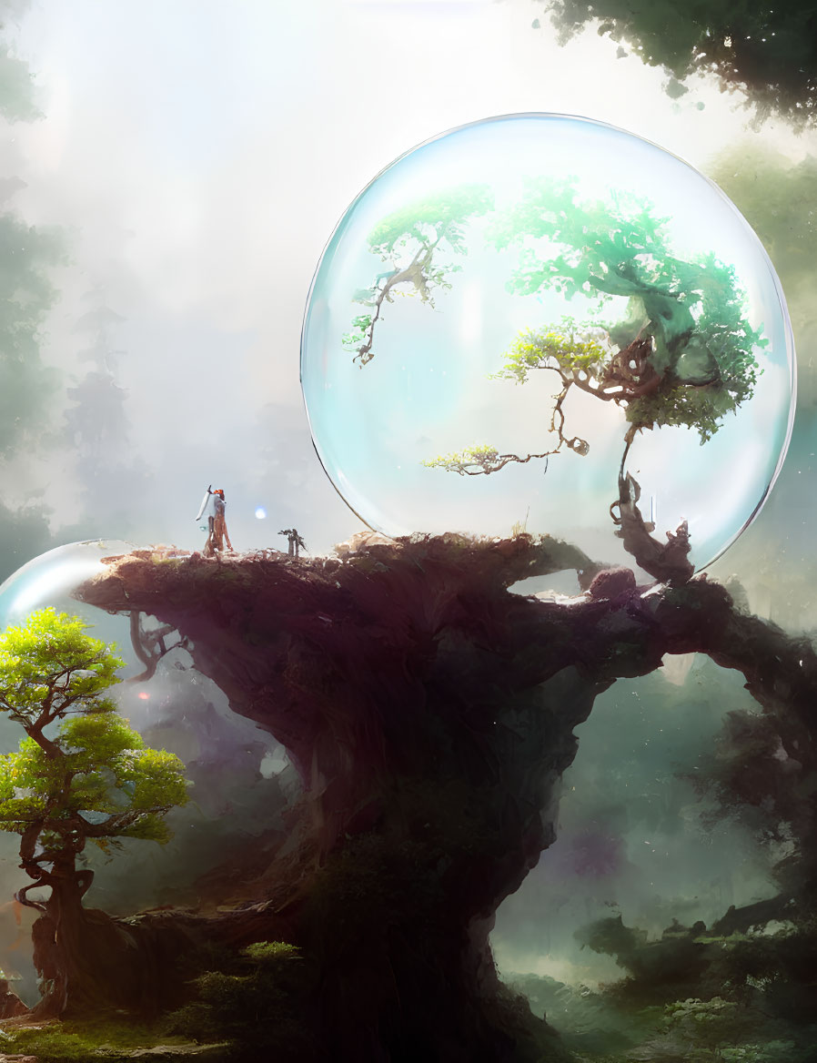 Giant Tree with Transparent Spheres and Mystical Trees Observation