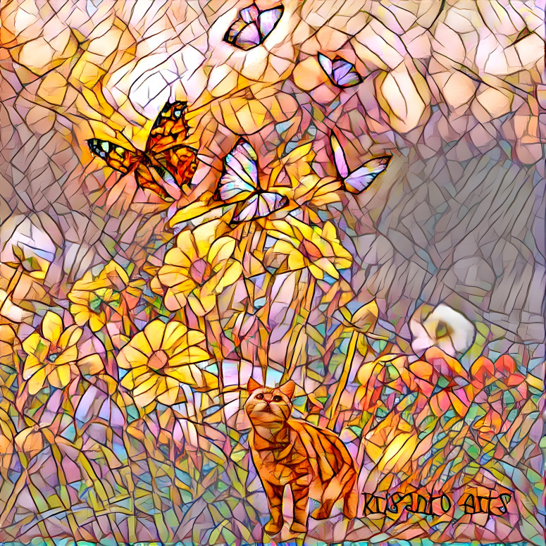 Cat in Flowers