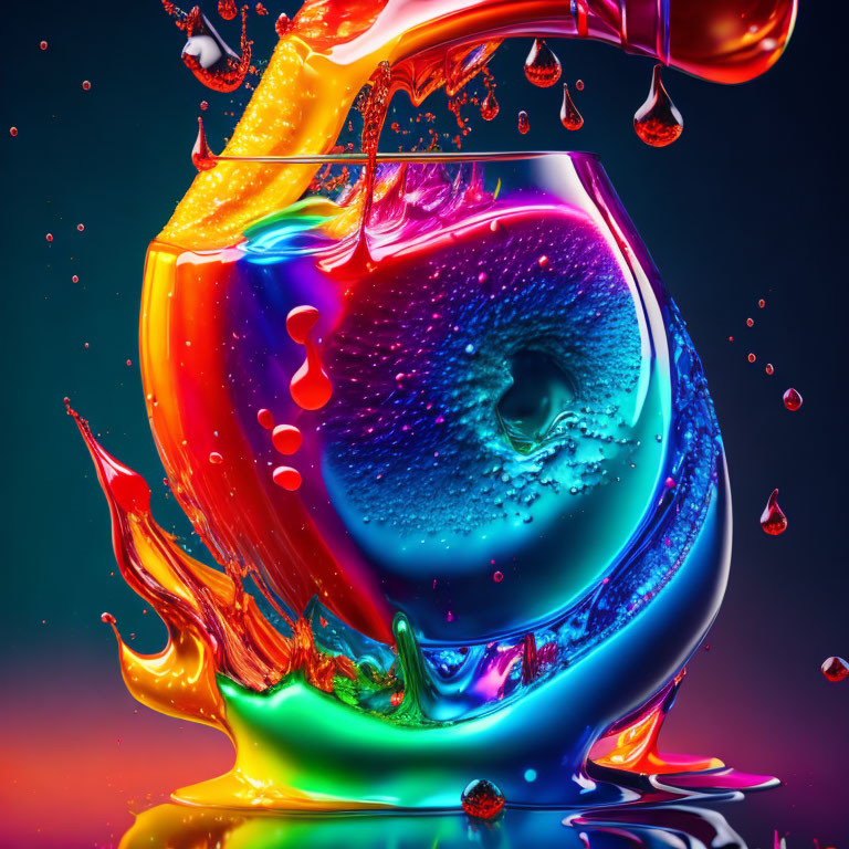 Colorful Abstract Swirl in Glass with Dynamic Liquid Motion