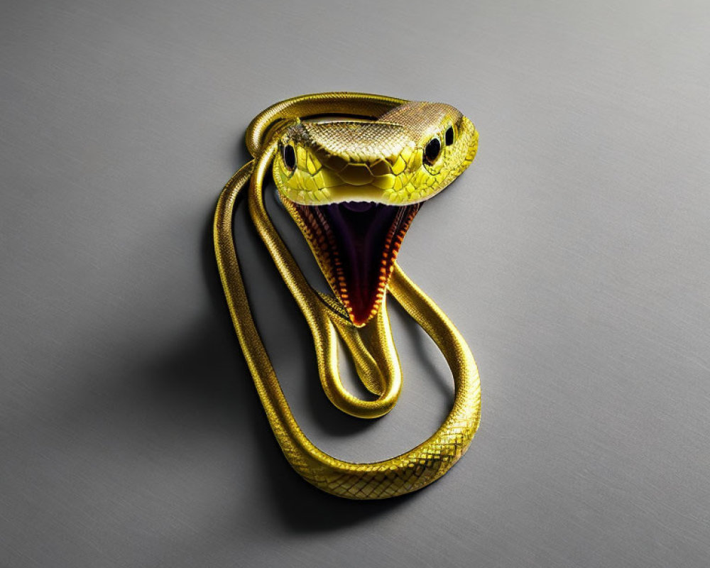 Gold two-headed snake digital art on grey background