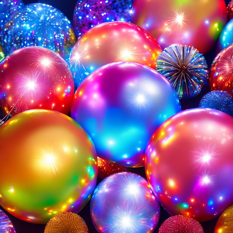 Vibrant Glowing Balloons in Festive Display