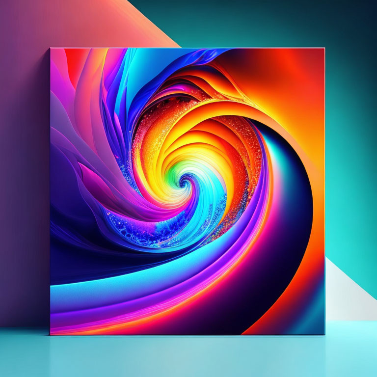 Colorful Abstract Swirl Art in Gallery Setting