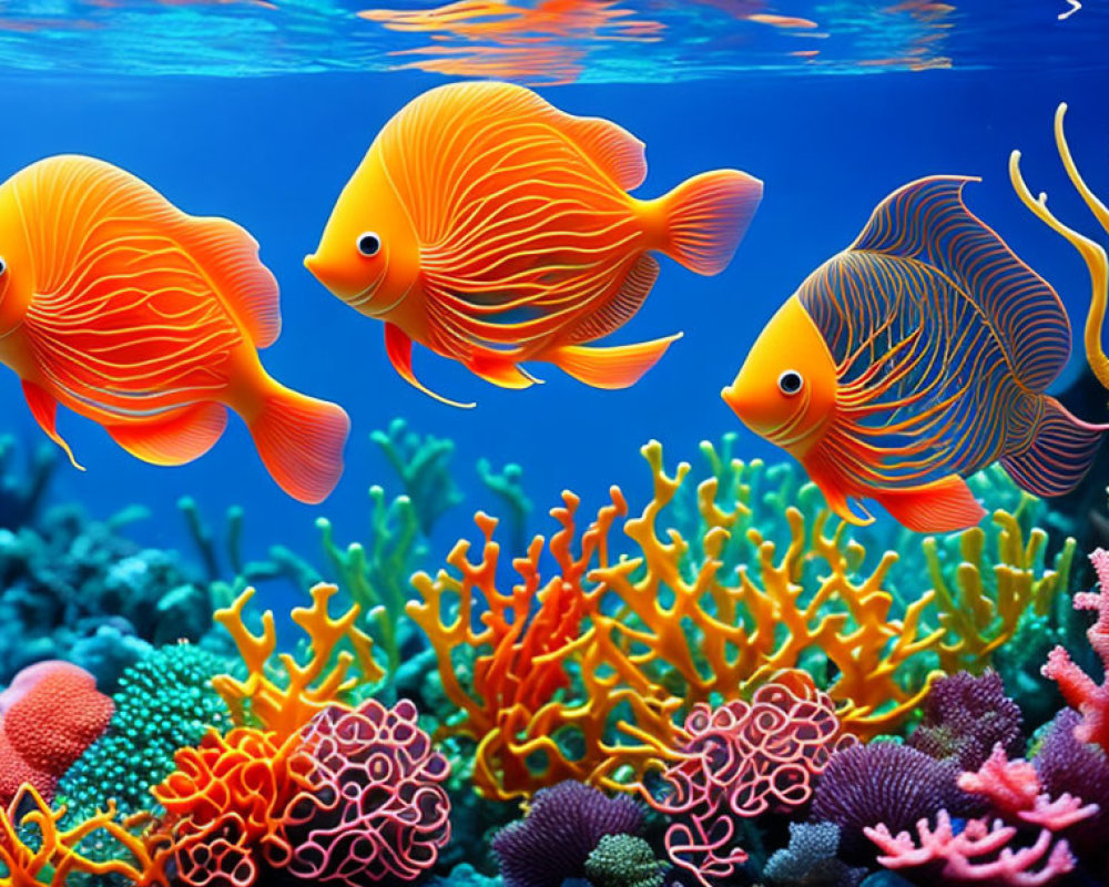 Colorful Coral Reefs with Vibrant Orange Fish