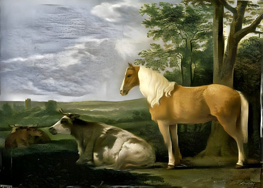 A Horse and Cows in a Landscape 