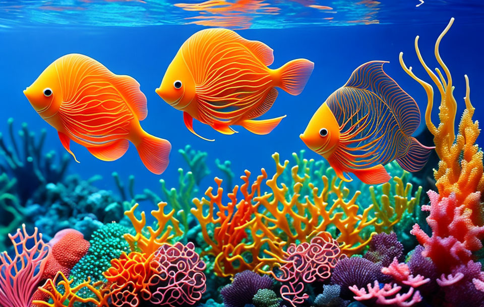 Colorful Coral Reefs with Vibrant Orange Fish