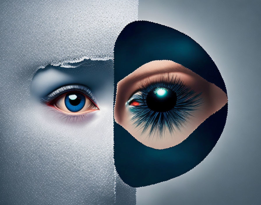 Contrasting eyes illustration: icy blue vs. warm tones