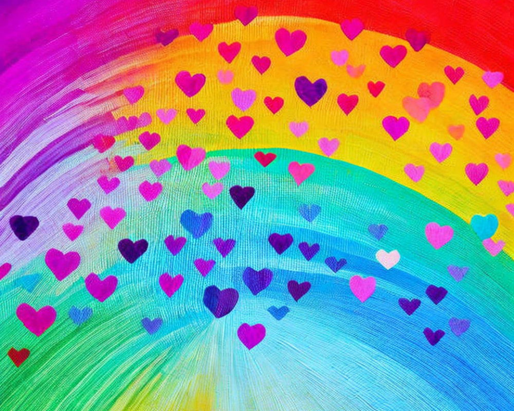 Colorful Rainbow Gradient Hearts Pattern Painting