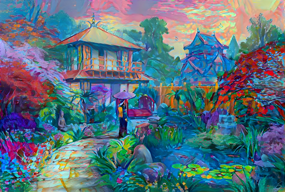 Japanese Garden in style of Erin Hanson