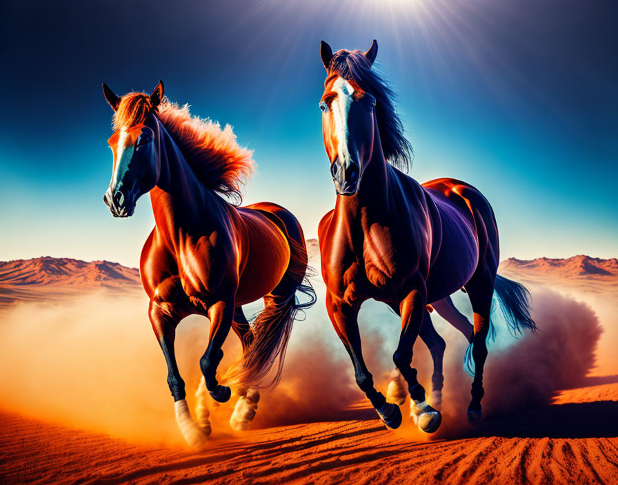 Horses running in desert 1