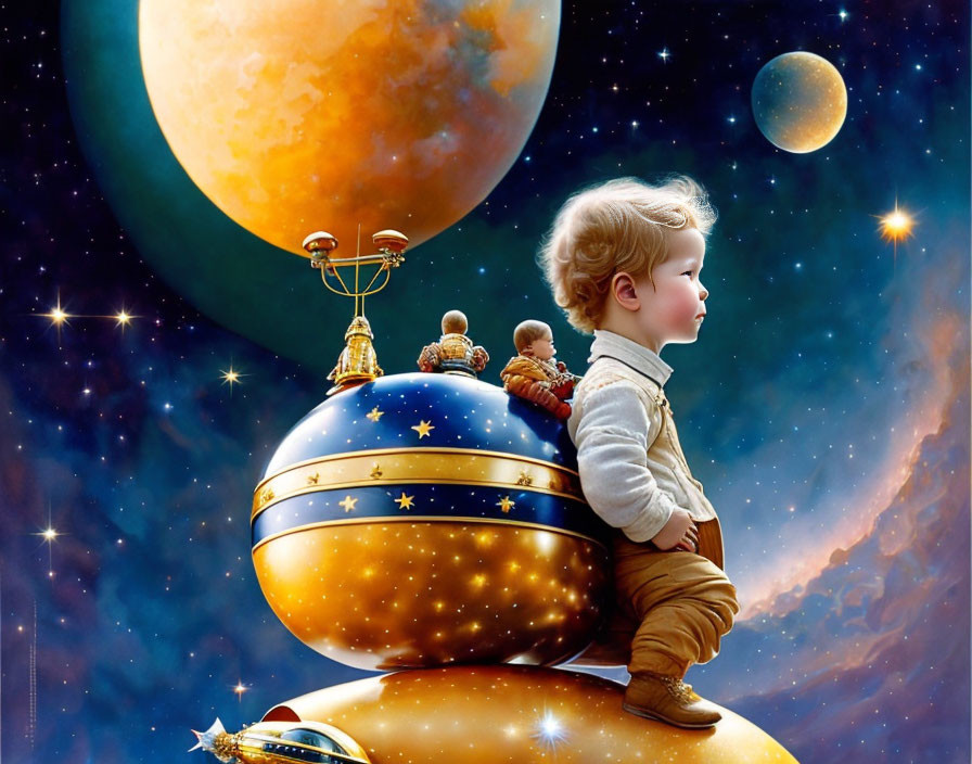 Child on Celestial Sphere Pile in Space