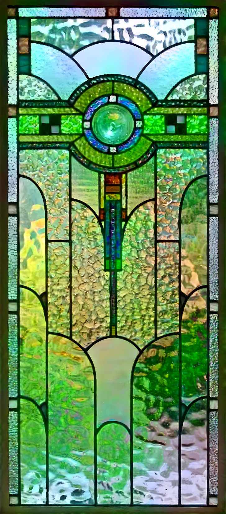 Green stained glass window