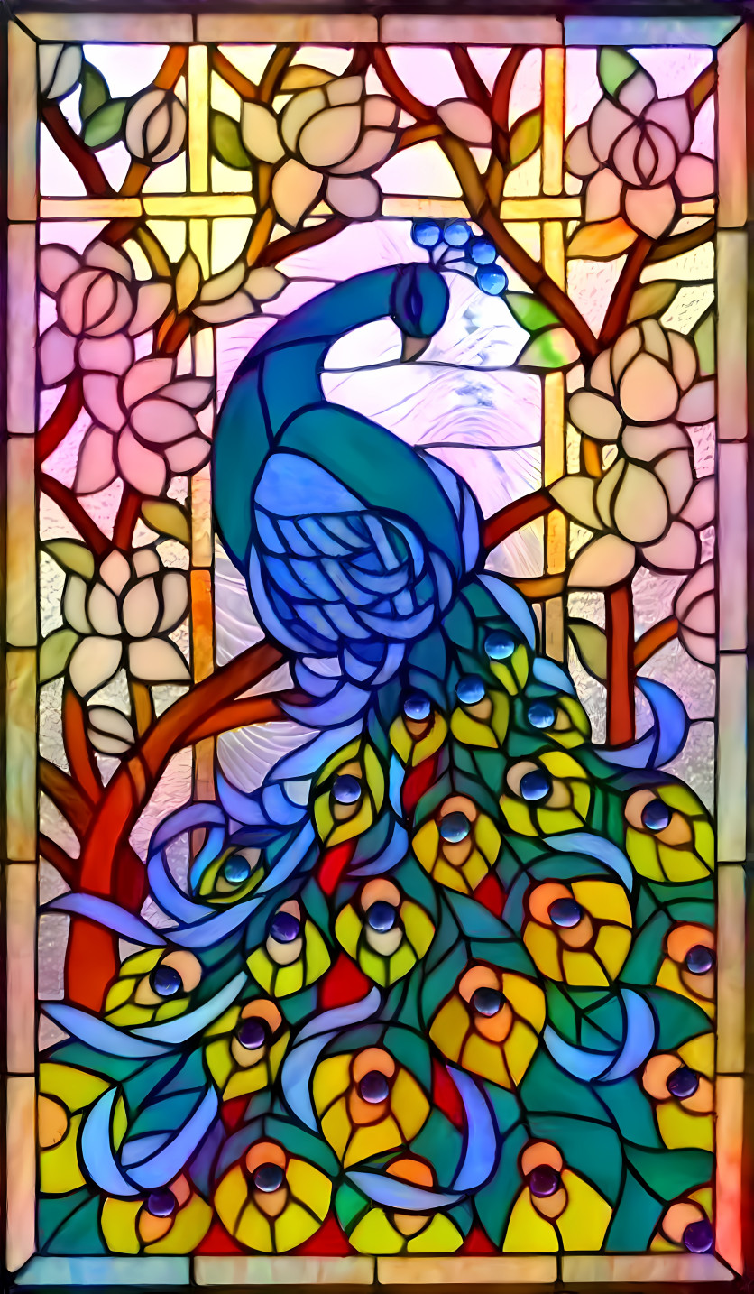 Nicer stained glass peacock