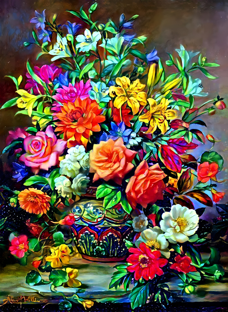 Brightened bouquet in vase