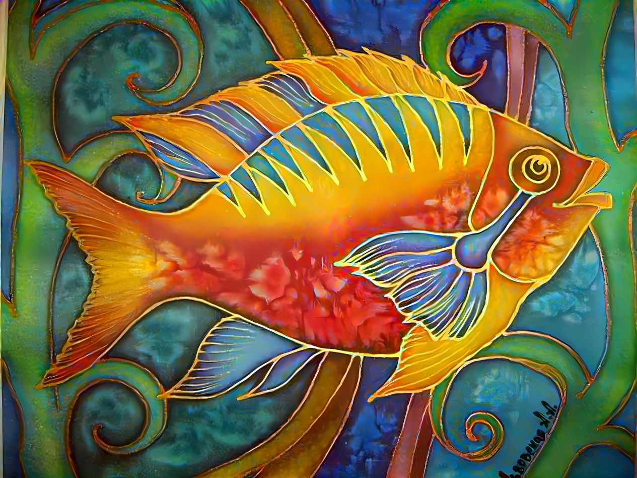 Slightly more saturated stained glass fish