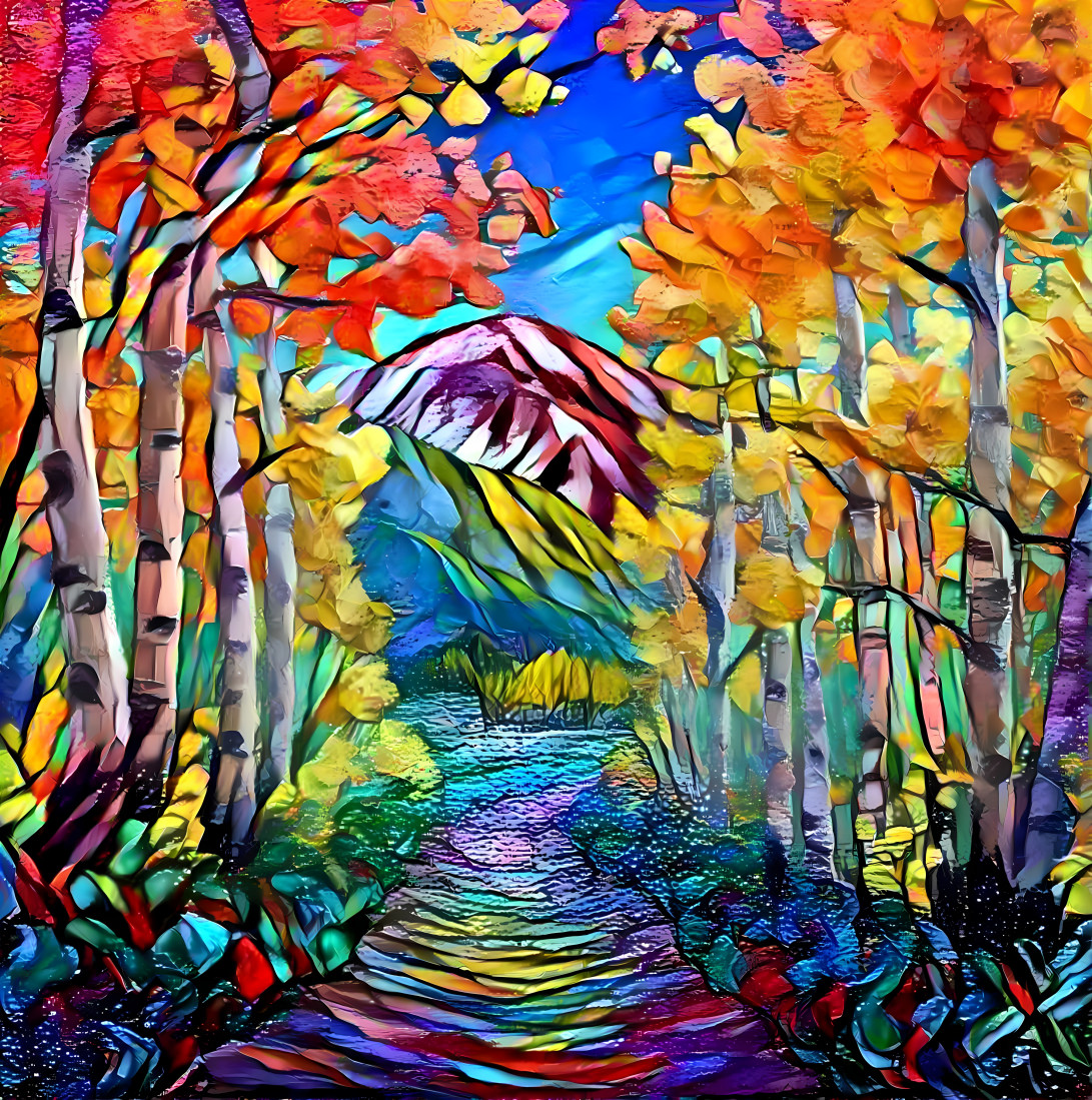 Mountain view fall path