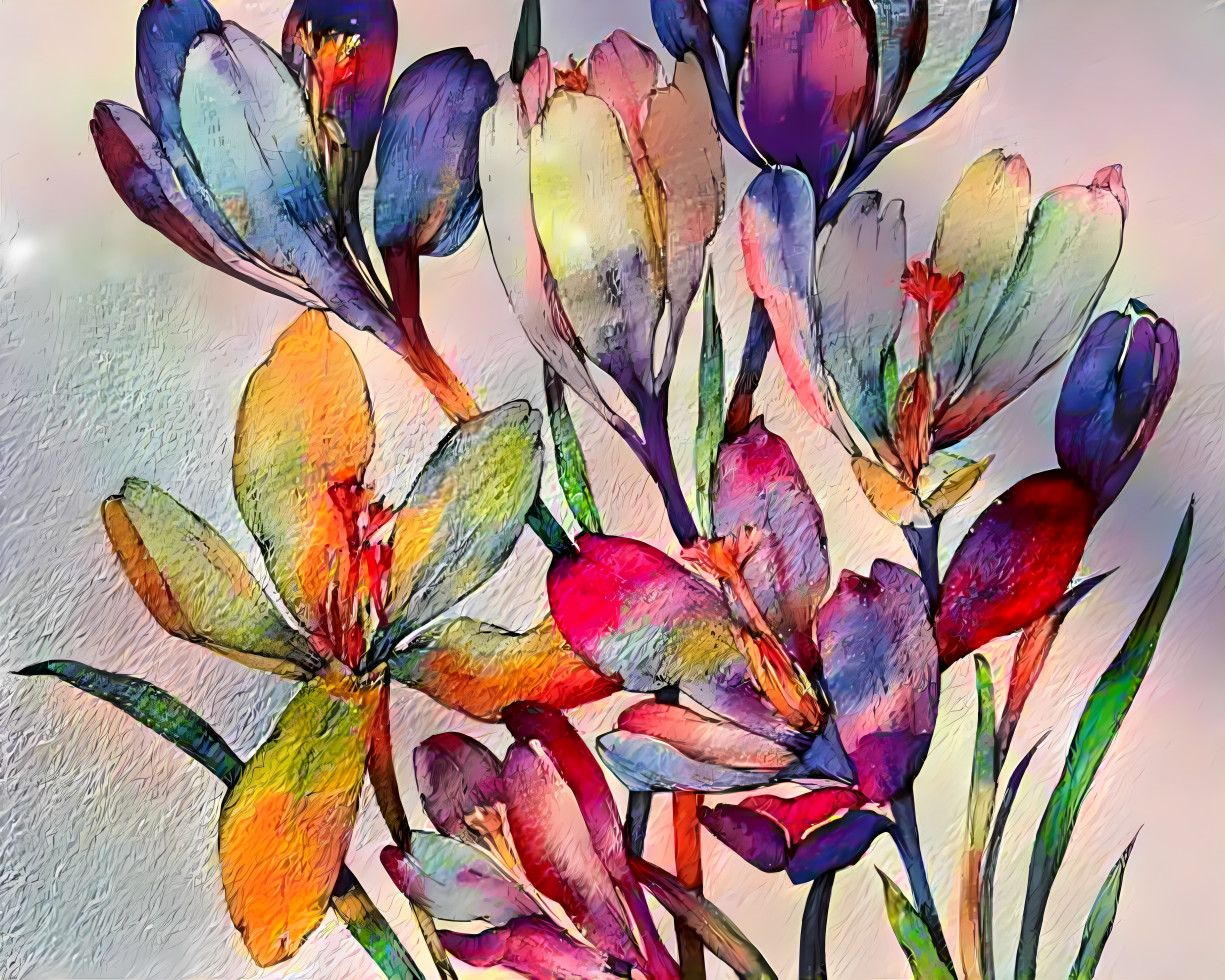 Slightly more saturated water color flowers