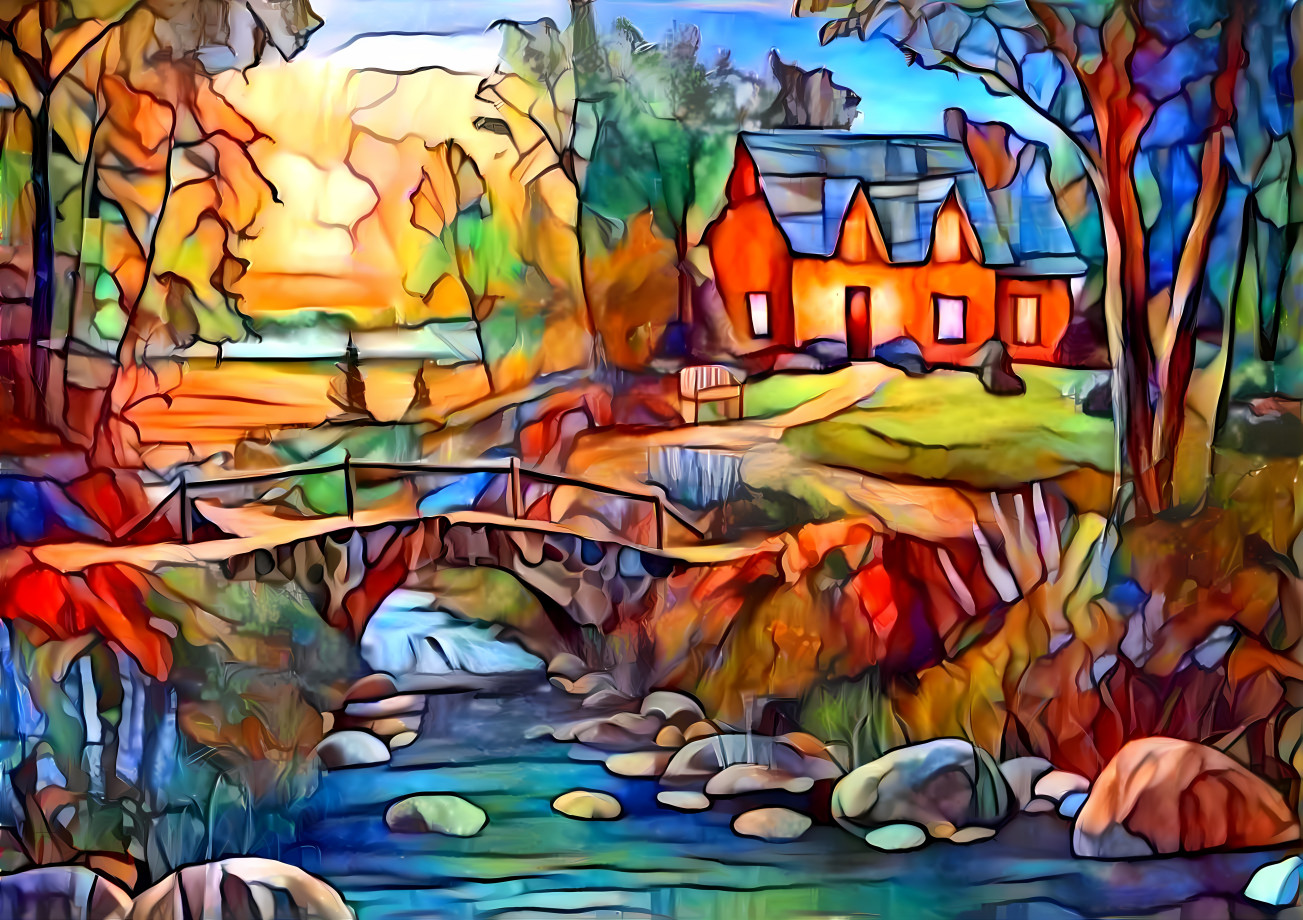 House by stream