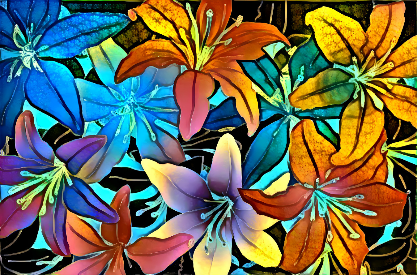 Multicolored multitexture flowers