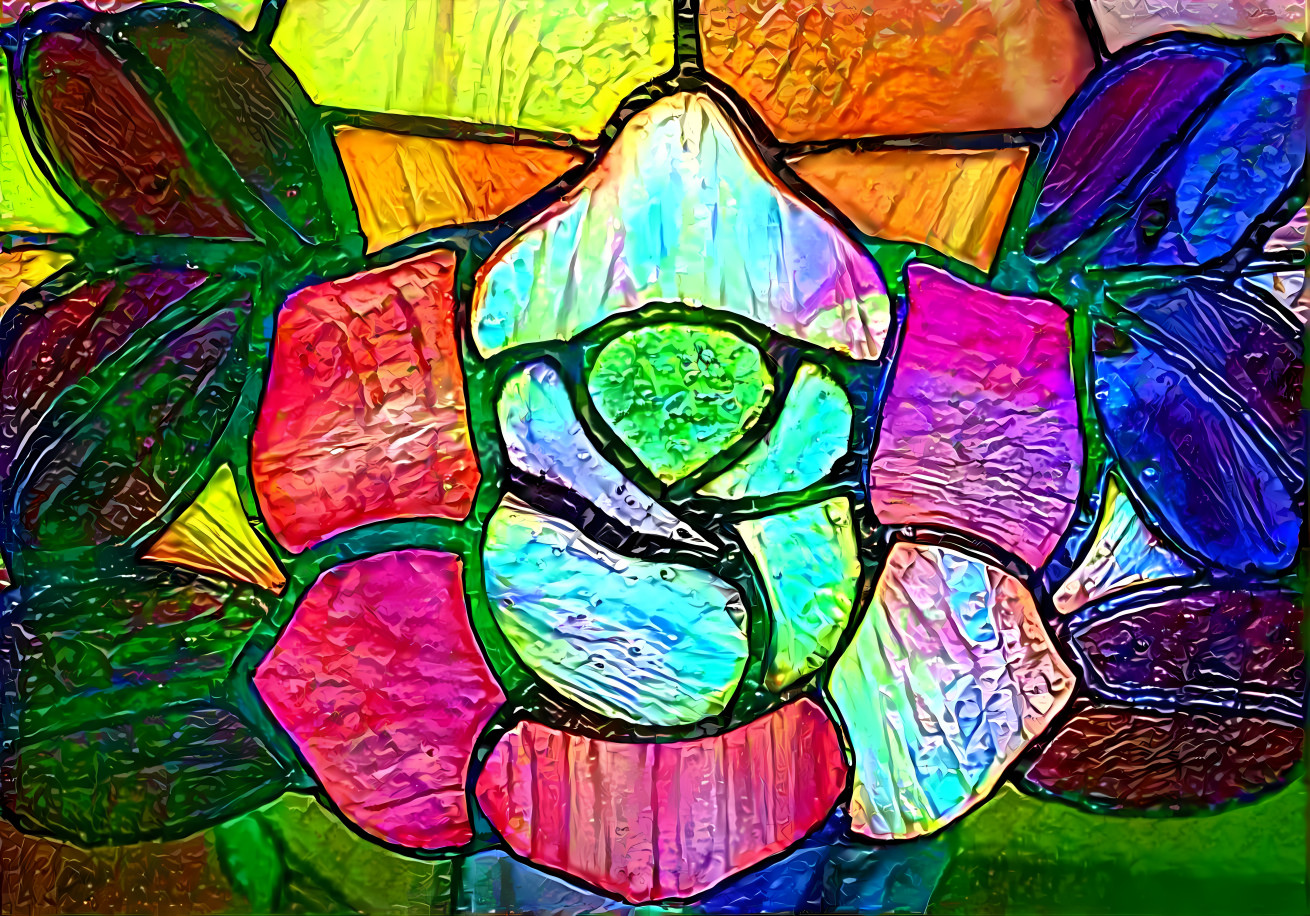 Textured stained glass rose