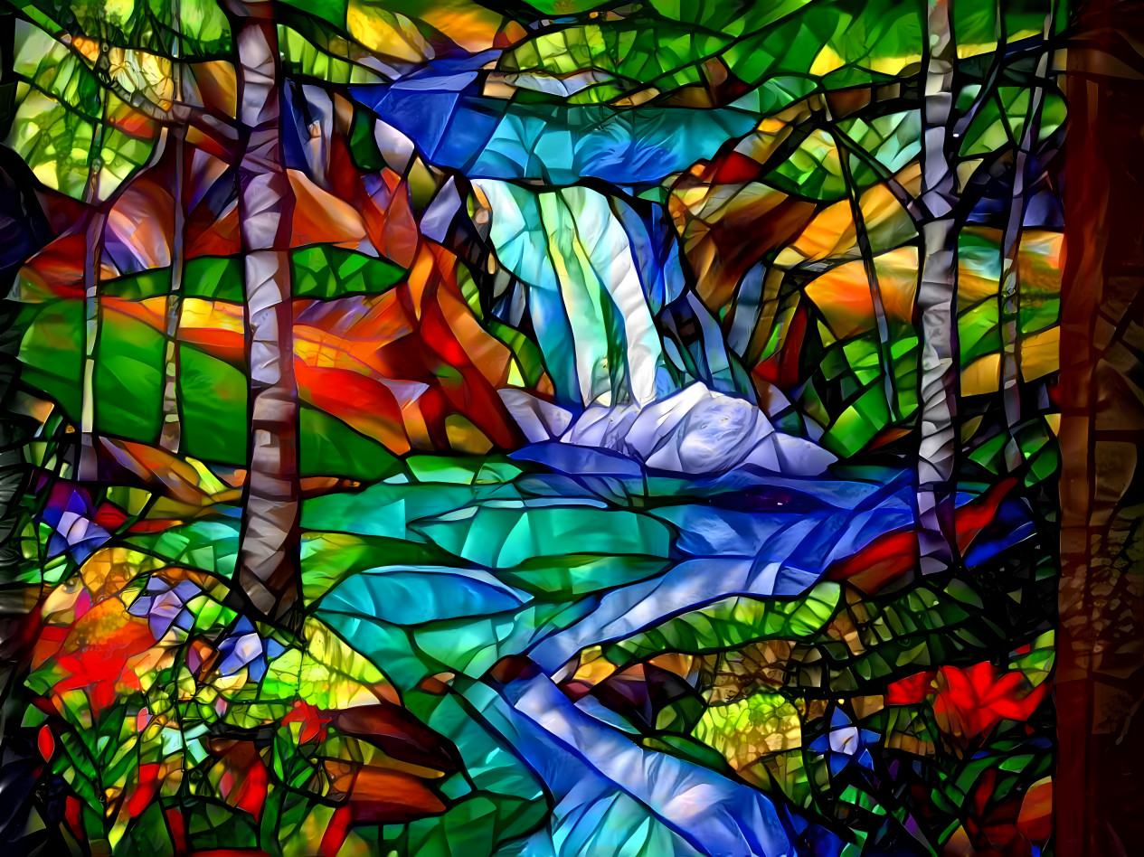 Stained glass waterfall