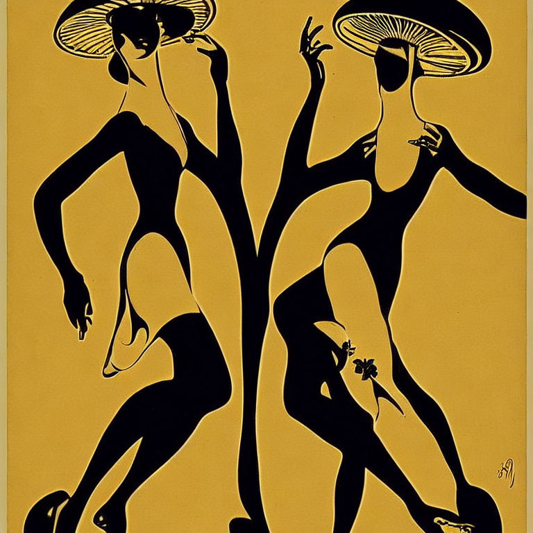 Stylish Hat Silhouettes in Art Deco Style