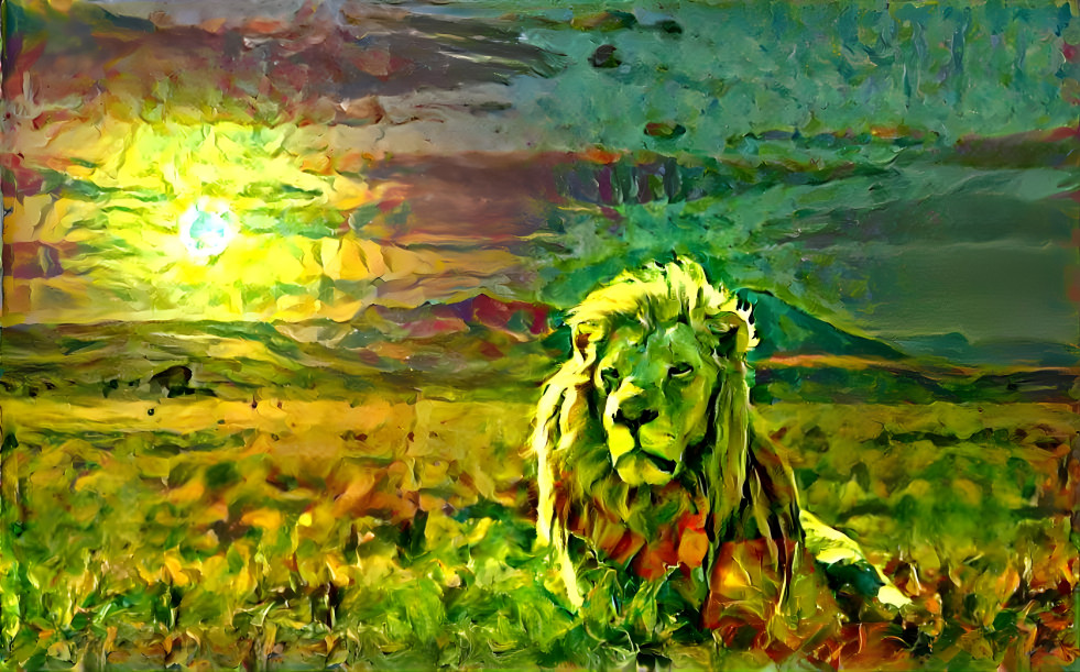 lion in the grassland